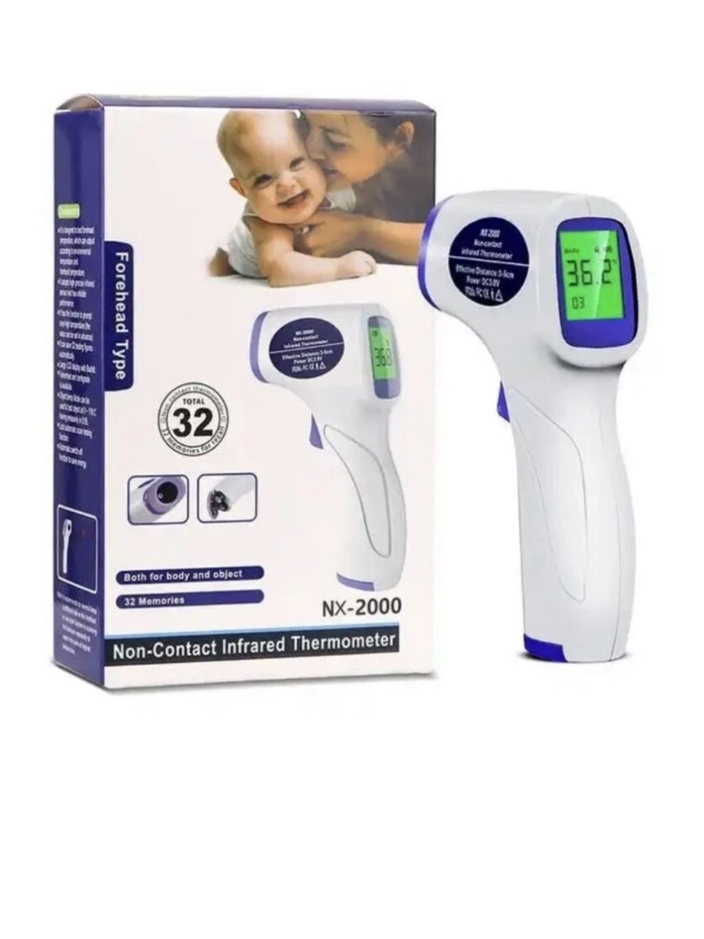 NX-2000 Non-Contact Infrared Thermometer - White & Purple BRAND NEW